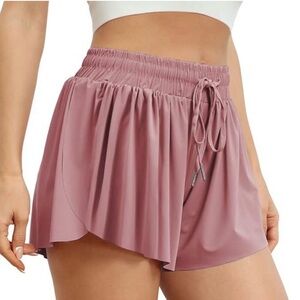 Mauve Pink Petal Lined Yoga Shorts
